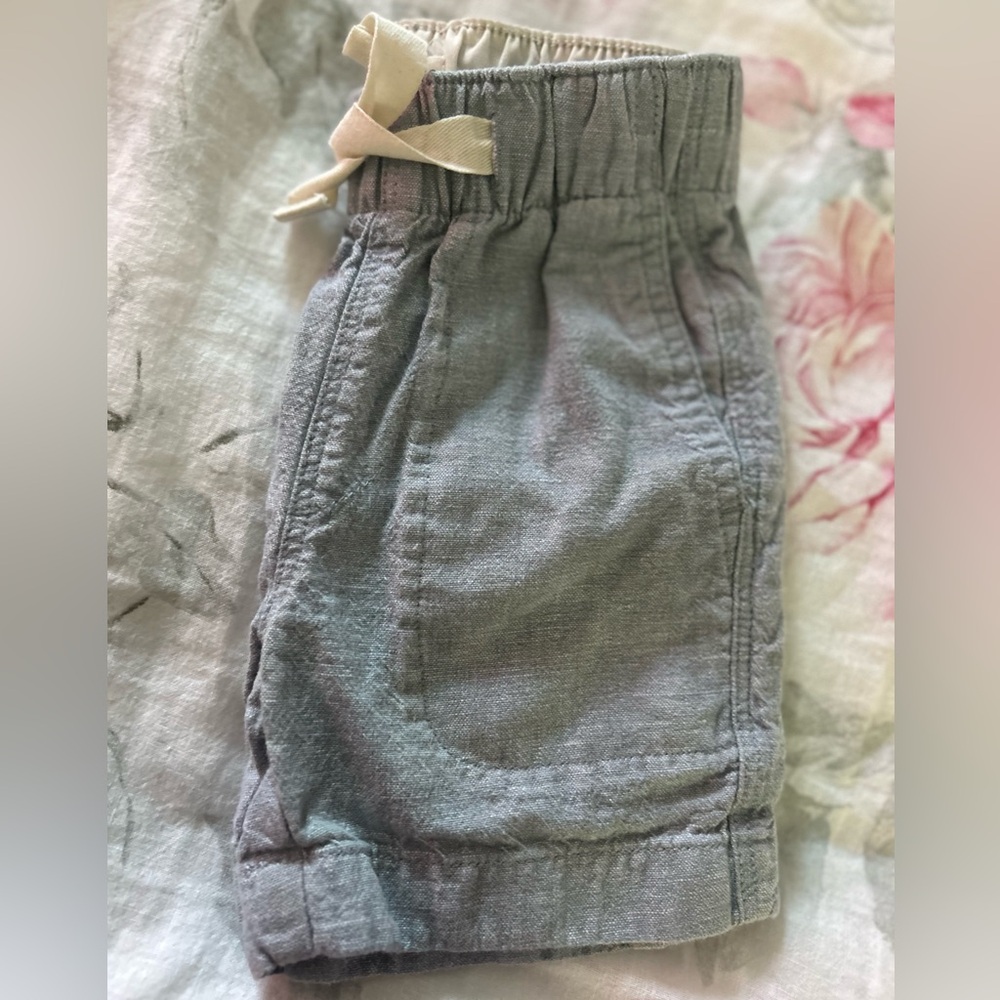 Crewcuts Drawstring Boys Linen/Cotton Shorts with Light Denim Look